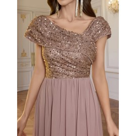 Women's Elegant Wedding Dresses - Formal Evening gowns with Slim Fit & Flowy Train, Bridal party, Prom, Gala - Machine Washable Lace-like Party gowns in - by XinYu, Prom Dress, Fitted Bodice, Shimmering Fabric, Stylish Formalwear, Event Attendees