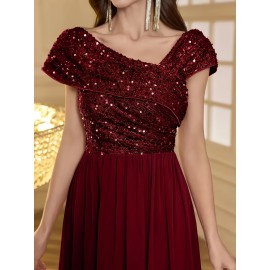 Women's Elegant Wedding Dresses - Formal Evening gowns with Slim Fit & Flowy Train, Bridal party, Prom, Gala - Machine Washable Lace-like Party gowns in - by XinYu, Prom Dress, Fitted Bodice, Shimmering Fabric, Stylish Formalwear, Event Attendees