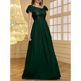 Women's Elegant Wedding Dresses - Formal Evening gowns with Slim Fit & Flowy Train, Bridal party, Prom, Gala - Machine Washable Lace-like Party gowns in - by XinYu, Prom Dress, Fitted Bodice, Shimmering Fabric, Stylish Formalwear, Event Attendees