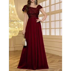 Women's Elegant Wedding Dresses - Formal Evening gowns with Slim Fit & Flowy Train, Bridal party, Prom, Gala - Machine Washable Lace-like Party gowns in - by XinYu, Prom Dress, Fitted Bodice, Shimmering Fabric, Stylish Formalwear, Event Attendees