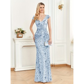 Elegant Beaded Mature Sleeveless Mermaid Dress for Summer Party Evening Formal High-End Luxury Bridesman Gown V Neck Wedding Sexy Tank Long Skirt