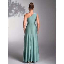 Women's Elegant Wedding Formal gown - One-Shoulder Mermaid Party Dress, Formal Events, Hand Washable - Bridal Party, Prom, Evening Ceremony Attire, Prom Dress, Quality Construction, Medium Stretch Fabric