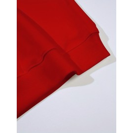 Plus Size Women's Loose Fit Long Sleeve Sweatshirt - Geometric Pattern Round Neck Casual Pullover, All-Season Soft Breathable Fabric, Machine Washable for Everyday Comfort, Comfortable Clothing, Playful Design, Easy Care Material