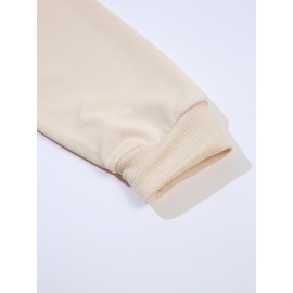 Plus Size Women's Loose Fit Long Sleeve Sweatshirt - Geometric Pattern Round Neck Casual Pullover, All-Season Soft Breathable Fabric, Machine Washable for Everyday Comfort, Comfortable Clothing, Playful Design, Easy Care Material