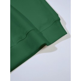 Plus Size Women's Loose Fit Long Sleeve Sweatshirt - Geometric Pattern Round Neck Casual Pullover, All-Season Soft Breathable Fabric, Machine Washable for Everyday Comfort, Comfortable Clothing, Playful Design, Easy Care Material