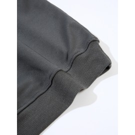 Plus Size Women's Loose Fit Long Sleeve Sweatshirt - Geometric Pattern Round Neck Casual Pullover, All-Season Soft Breathable Fabric, Machine Washable for Everyday Comfort, Comfortable Clothing, Playful Design, Easy Care Material