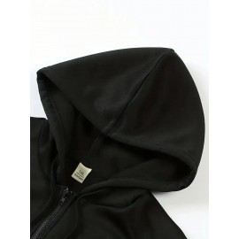 Women's Plus Size New York Graphic Hoodie - Casual Gray Zip-Up Sweatshirt with Kangaroo Pocket, Long Sleeves, and Ribbed Cuffs, Cute Hoodies