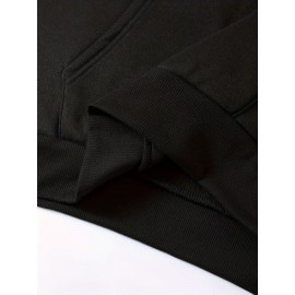 Machine Washable Polyester Blend Women's Casual Hoodie & Jogger Set - Letter Print, Drawstring Waist with Pockets, Perfect for Fall/Winter