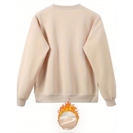 Letter Print Two Piece Set, Crew Neck Sweatshirt & Pants, Women's Clothing