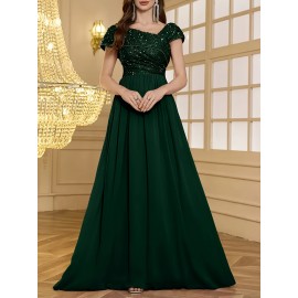 Women's Elegant Wedding Dresses - Formal Evening gowns with Slim Fit & Flowy Train, Bridal party, Prom, Gala - Machine Washable Lace-like Party gowns in - by XinYu, Prom Dress, Fitted Bodice, Shimmering Fabric, Stylish Formalwear, Event Attendees